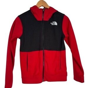 The North Face Kids Red Black Zip Up Hoodie Jacket Size M (10/12)